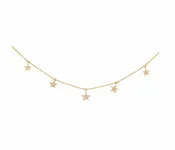 14K Pave Diamond 5 Star Necklace Bolo Chain