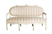 1790s Louis XVI Period French Painted Sofa with Oval Back and Carved Foliage