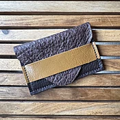 Mixed Leather Minimal Wallet Handmade by Bird Trouble - American Artisanal Leather Purses and Bags. Woman Owned Small Biz from Mchenry | Chicago IL.