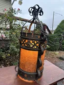 Antique Arts & Crafts Mica hanging chandelier (STICKLEY ERA) – W5214
