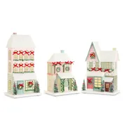 14" Snowflake Lane Lighted Paper Houses