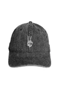 Black Denim Peace Bones Dad Hat