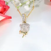 10K Yellow Gold Diamond Rose Charm