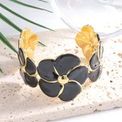 Ladies cuff bracelet with elaborate flower pattern Hapa Style
