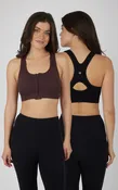 2 PK Seamless Textured Zip Bra Top