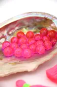10mm Neon Pink German Resin Round Beads, 20 Beads