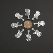 Charms, Silver Tone, Guitar, 25mm Long including Loop, Sold In Sets of 4