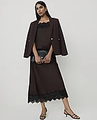 Lace Trim Midi Slip Skirt in Satin