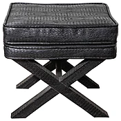 1970s X Ottoman English Black Faux Crocodile Leather
