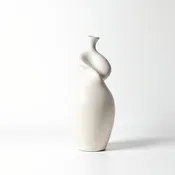 Ceramic Abstract Figure – Handcrafted Modern Sculpture, 8 inches, White