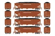 Athearn ATH33084 HO 40ft Offset Coal Hopper, Canadian National 4-Pack #1