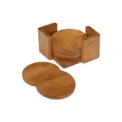 3 3/4″ Bamboo Round 6-Coaster Set with Holder