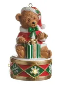 Lighted Teddy Bear on Drum Ornament