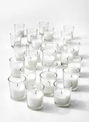10-Hour 2in Tall White Votive In Clear Glass, Set of 25