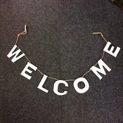 Black and White Enameled WELCOME Banner — Summer Porch Vintage Living Sacramento