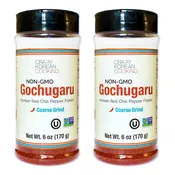 2 Pack, Coarse Grind Gochugaru Non GMO Kosher Korean Red Pepper Flakes (for Kimchi), 6 OZ x 2