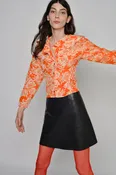 Circle Leather Mini Skirt Black