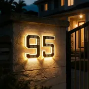 Solar LED House Number Sign for Outdoor Wall & Fence