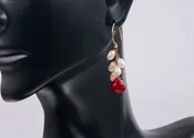 14k Gold Ruby Pearl Earrings - Elegant Style Statement
