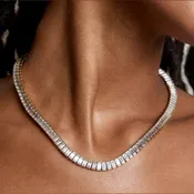 BAGUETTE COLLAR NECKLACE - RHODIUM