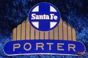Santa Fe Railway Porter Silver High Dome Hat Badge