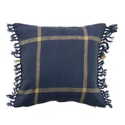 18" Cotton Flannel Plaid Pillow w/ Fringe, Polyester Fill