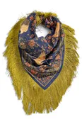 All Grace Navy Square Fringed Scarf