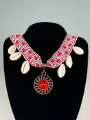 Ukrainian Folk Jewelry Embroidered Floral Choker with Shells and Medallion — Suzanne Crane Fine Stoneware