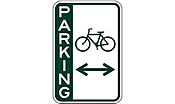 Bicycle Parking Symbol with Double Arrow - Side Bar Sign