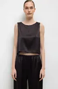 Barb Lace Crop Sleeveless Crew in Chocolate