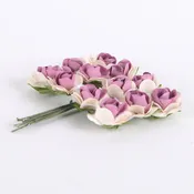 12 Paper Flowers Ivory w. Mauve Paper Rose Flowers (12x12)