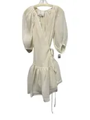 3.1 Phillip Lim Size 4 Cream White Cotton Blend Half Sleeve Pleated Wrap Dress