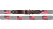 American Flag Needlepoint Belt (Light Gray)