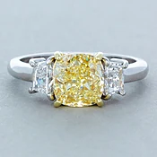 2 Carat Fancy Yellow 3 Stone Diamond Ring