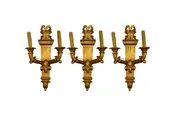 19c Art Nouveau Gilded Three Pair Sconces — St Romain Interiors