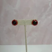 2 Tone GG Button Stud Earrings