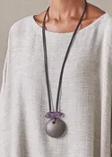 amethyst and ancient bog oak pendant (amethyst)