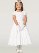 179 Girls White First Communion Dress with Cotton Eyelet