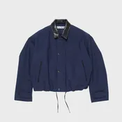 Acne Studios Faux Leather Collar Bomber Jacket - Navy