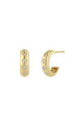 14K 5 Diamond Chubby Huggie Hoops