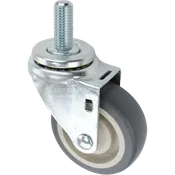 3-1/2" x 1-1/4" Grey Polyurethane Wheel Swivel Caster, 3/4"-10 x 1-3/4" Threaded Stem - 300 lbs Capacity
