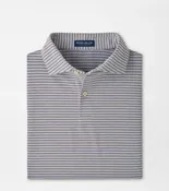 Albatross Stripe Cotton-Blend Piqué Polo - Edwin Spread Collar Windy Blue/Light Mocha