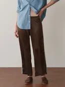 The Silk Lace Stripe Crop Pant in Espresso