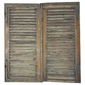 19th Century Antique French Provincial Distressed Wood Shutters, Pair
