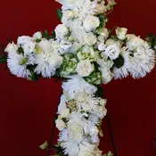 Garden Style White Sympathy Cross - Large