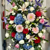 Premium designer choice standing spray (we pick colors and flowers)