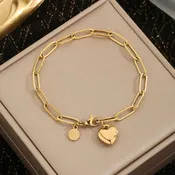 18K STAINLESS STEEL TARNISH FREE HEART BRACELET