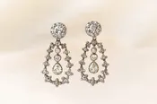 Antique Diamond Set Silver and Gold Ear Pendants
