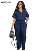 Casual Sports Linen Outfits Women's Short Sleeve Shirt and Wide Leg Pants Autumn 2 Piece Set Streetwear Office Fashion Tracksuit