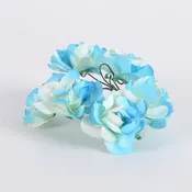 12 Paper Flowers Ivory w. Turquoise Paper Flowers (6x12)